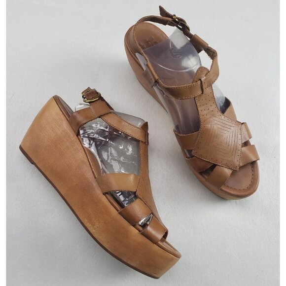 Madewell Shoes - Madewell 1937 Wooden Platform Sandal Women 9 Brown Leather Cutout Slingback Heel